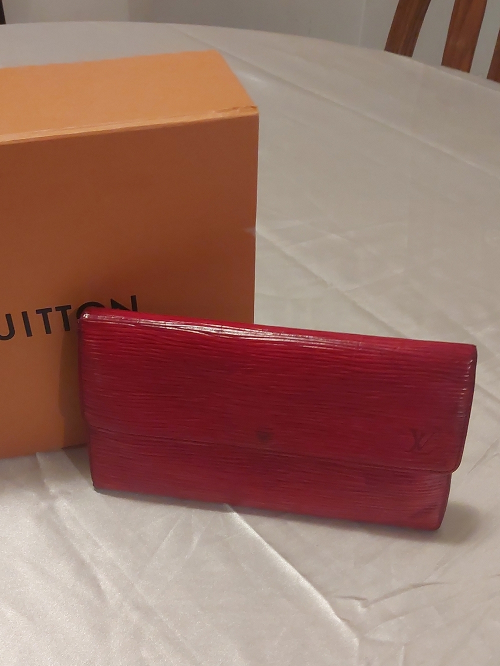 Louis Vuitton Red Epi Leather Long Wallet-Authentic